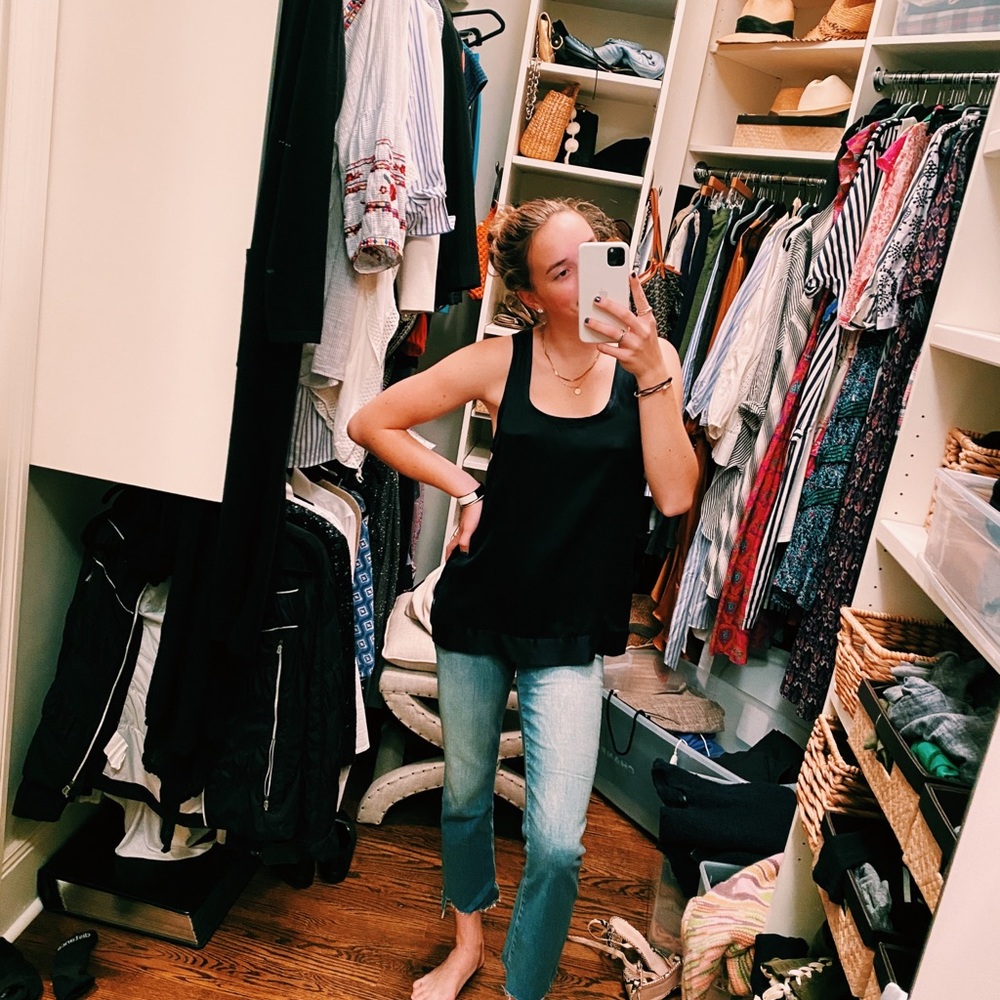 Nili Lotan navy silk tank top